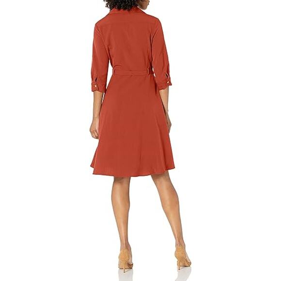 Sharagano Women's Button Front Pleated Shirt Casual Dress, Arabian Spice, 16 NWT - Picture 2 of 2